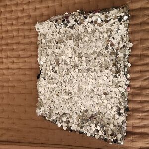 Silence + Noise Silver Sequin Mini Skirt